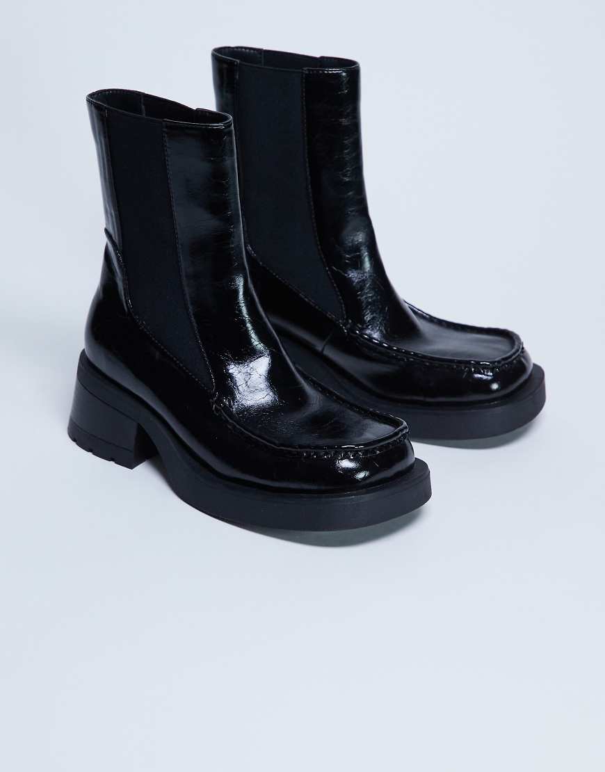 Topshop - Narla - Chelsea-Stiefel in Schwarz mit eckiger Zehenpartie von Topshop