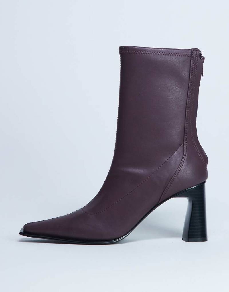Topshop - Nicky - Stiefeletten in Karreeform in Burgunderrot von Topshop
