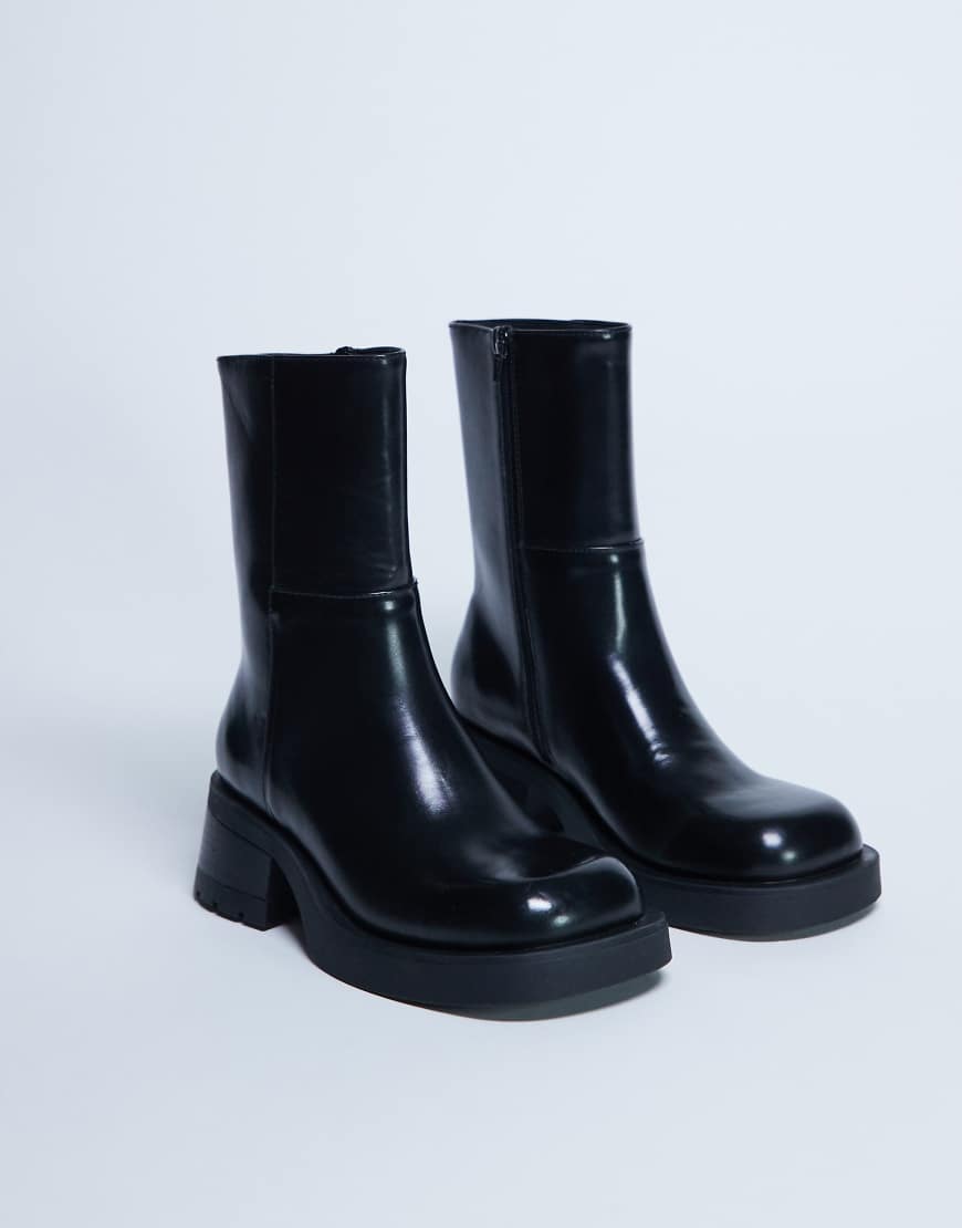Topshop - Nina - Ankle-Boots in Schwarz mit dicker Sohle und Absatz von Topshop