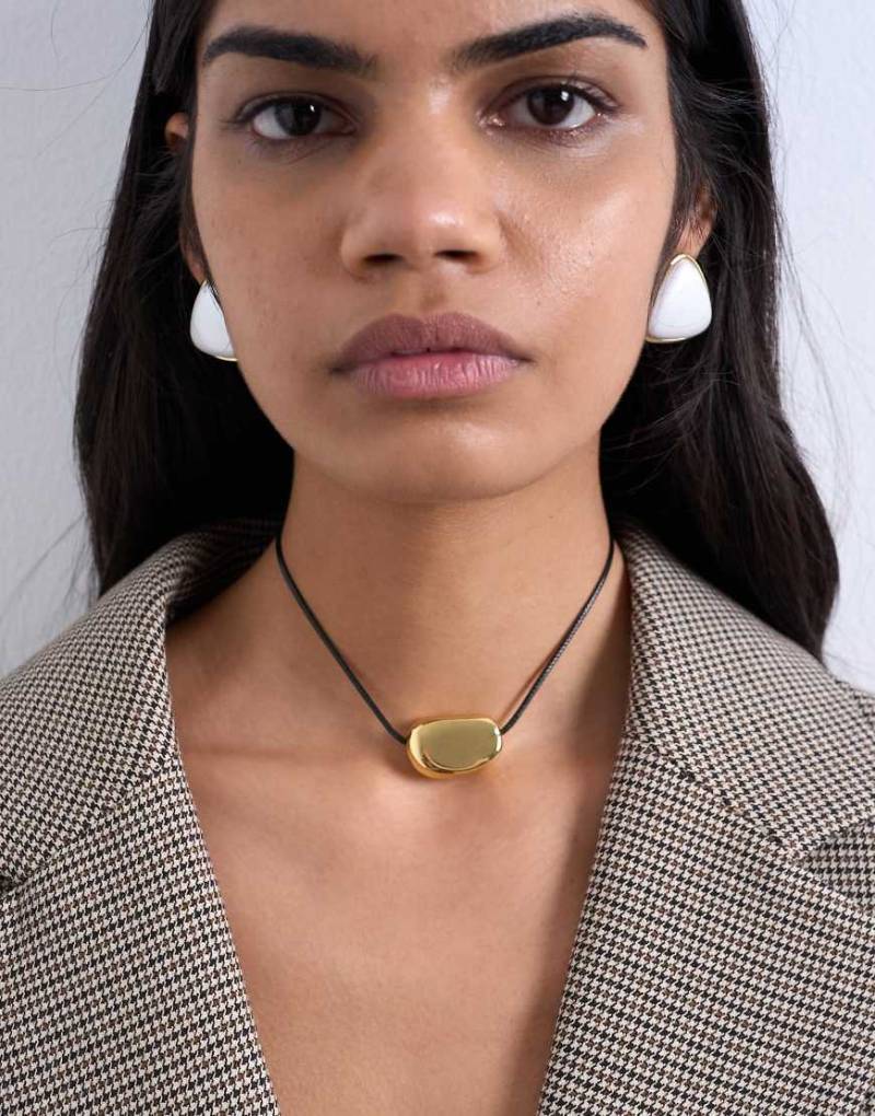 Topshop - Nora - Choker-Kordelhalskette in Gold mit Schmuckstein-Goldfarben von Topshop
