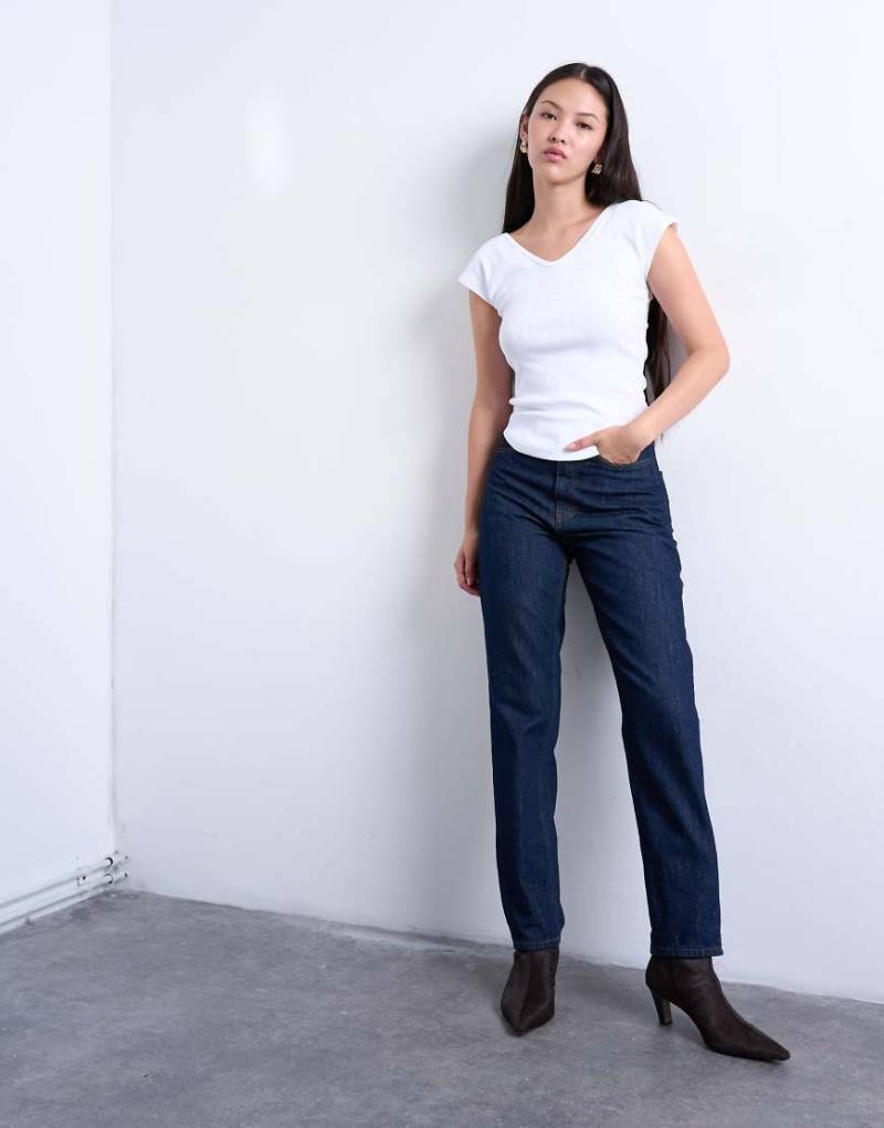 Topshop - Original - Mom-Jeans in Indigo-Rinse mit hohem Bund-Blau von Topshop