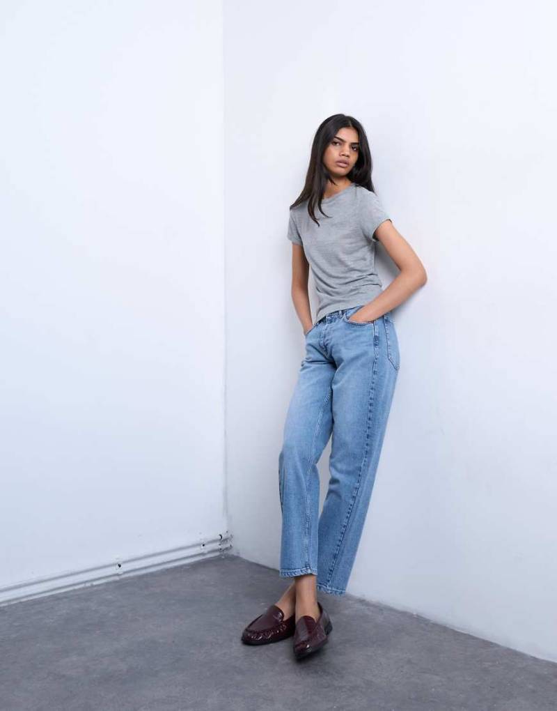 Topshop - Orson - Comfort Straight Jeans in Bleich-Waschung mit mittelhohem Bund-Blau von Topshop