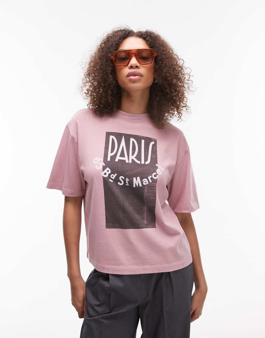Topshop - Oversize-T-Shirt in Rosa mit „Paris"-Print Topshop - Oversize-T-Shirt in Rosa mit „Paris"-Print von Topshop