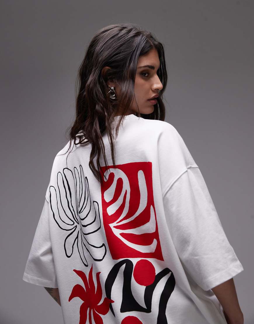 Topshop - Oversize-T-Shirt in Weiß mit „Casa Azur"-Grafikprint von Topshop