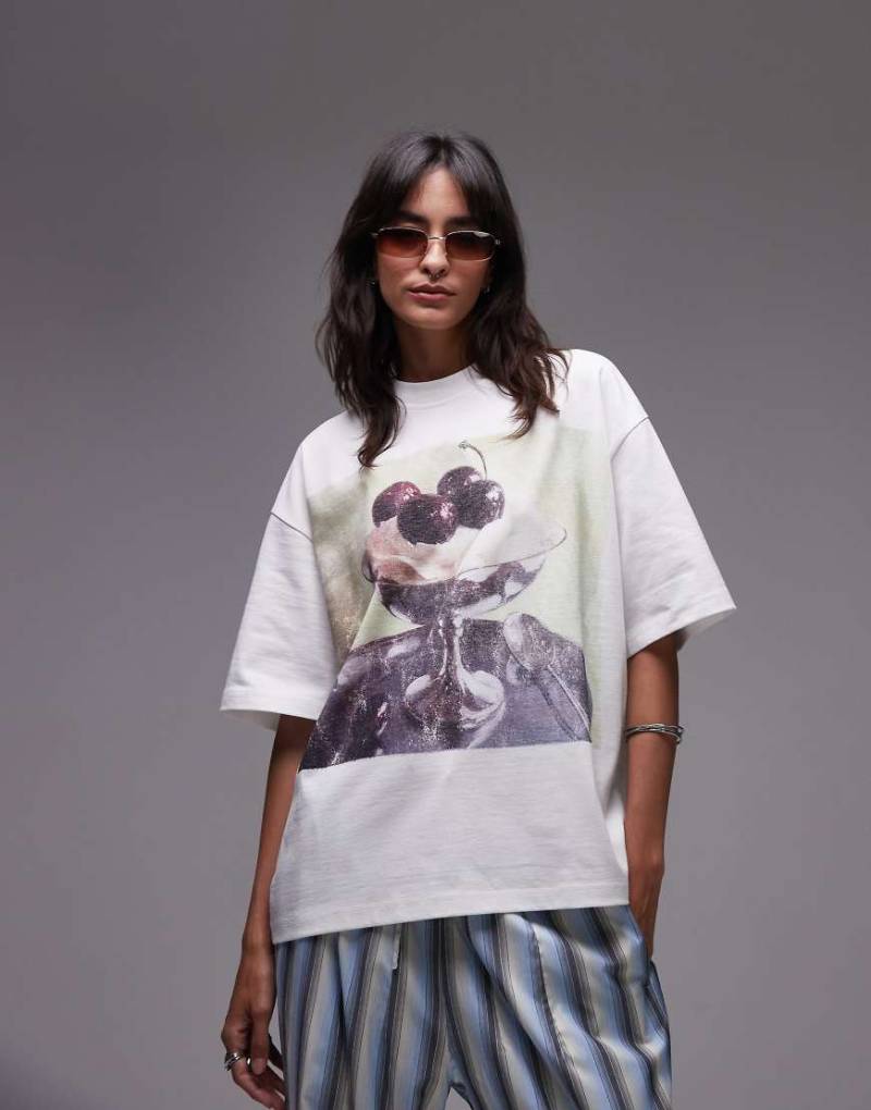 Topshop - Oversize-T-Shirt in Weiß mit Eiscreme-Grafikprint von Topshop