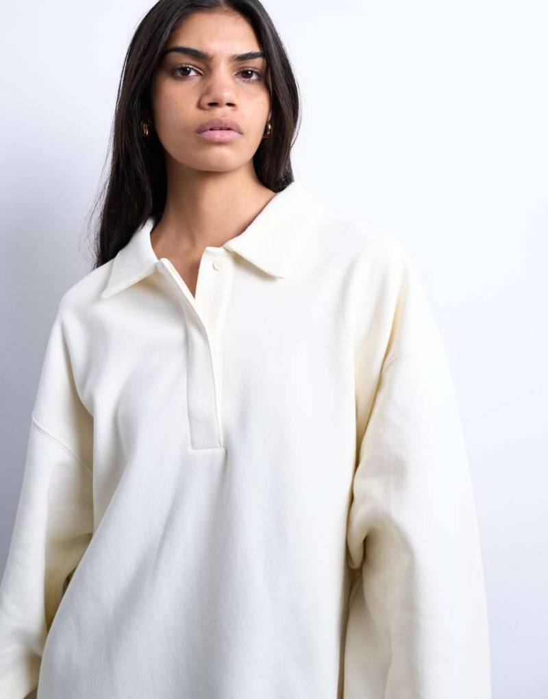 Topshop - Polo-Sweatshirt in Ecru-Weiß von Topshop