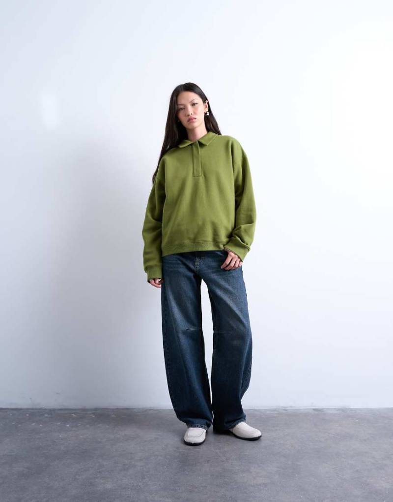 Topshop - Polo-Sweatshirt in Grün von Topshop