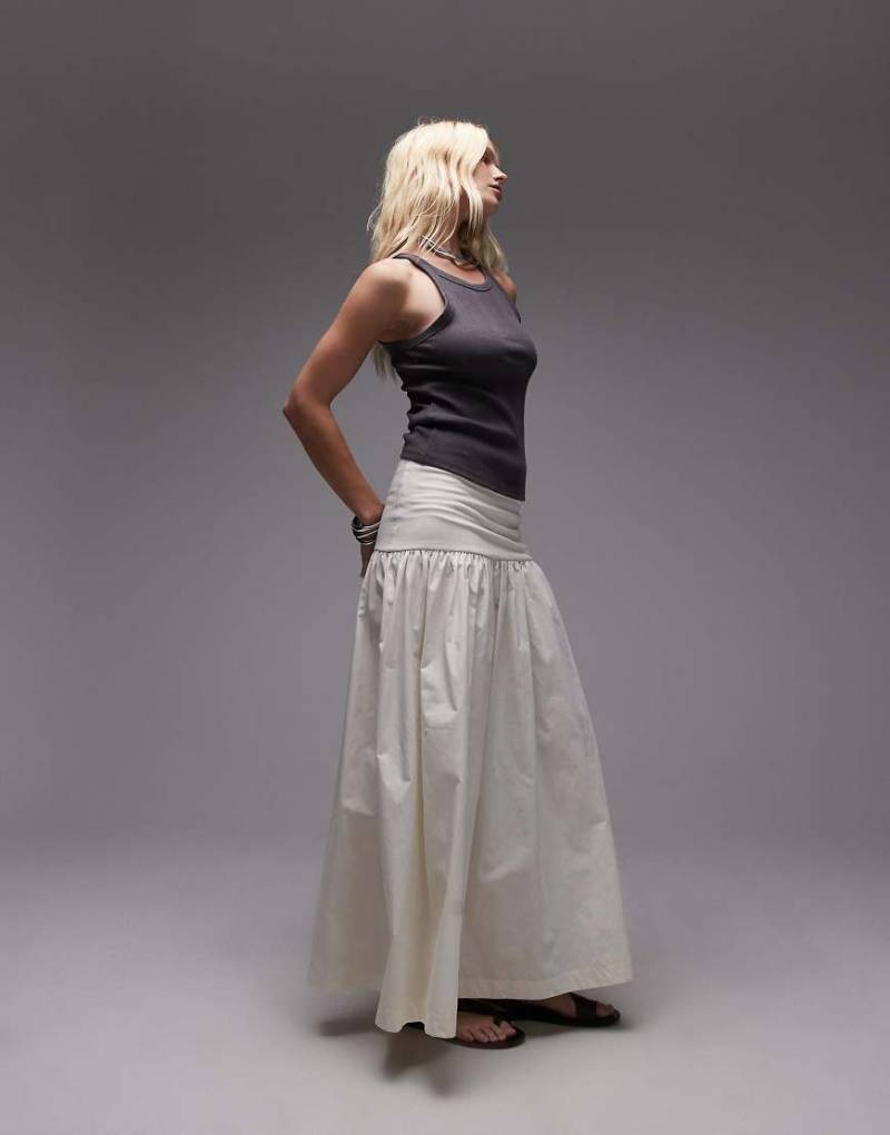 Topshop - Popeline-Maxirock in Ecru-Weiß von Topshop