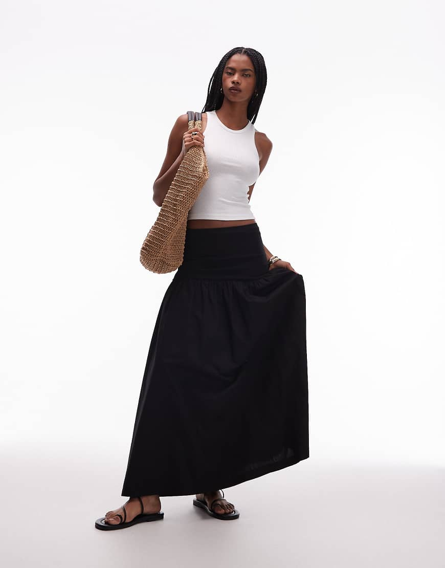 Topshop - Popeline-Maxirock in Schwarz Topshop - Popeline-Maxirock in Schwarz von Topshop