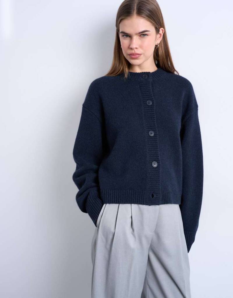 Topshop - Premium - Strickjacke aus 100% Lammwolle in Marineblau von Topshop
