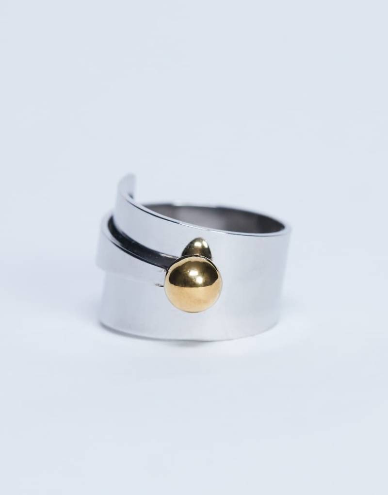 Topshop - Ring aus wasserfestem Edelstahl in Silberoptik mit Wickeldesign von Topshop