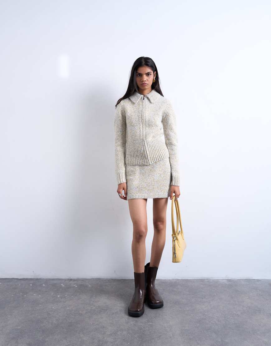 Topshop - Rock aus Zwirngarn in Blau und Gelb, Kombiteil von Topshop