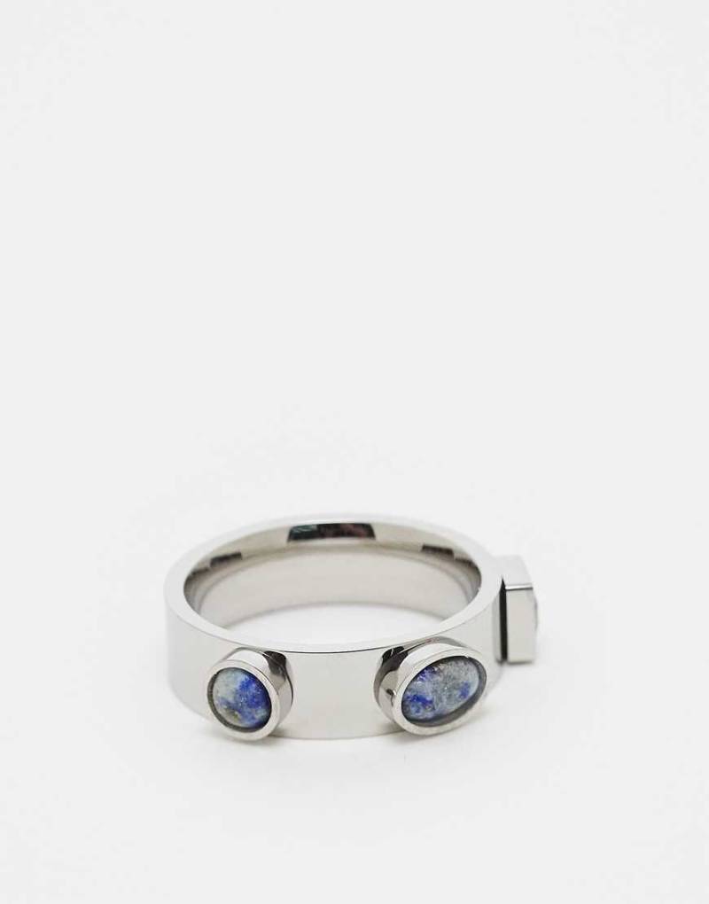Topshop - Sadie - Ring aus Edelstahl mit Schmucksteinen in Türkis-Optik-Silber von Topshop