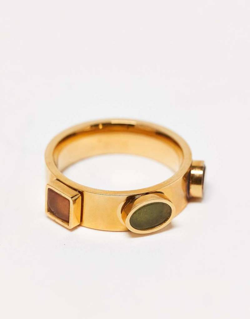 Topshop - Sadie - Ring aus Edelstahl mit bunten Halbedelsteinen-Goldfarben von Topshop