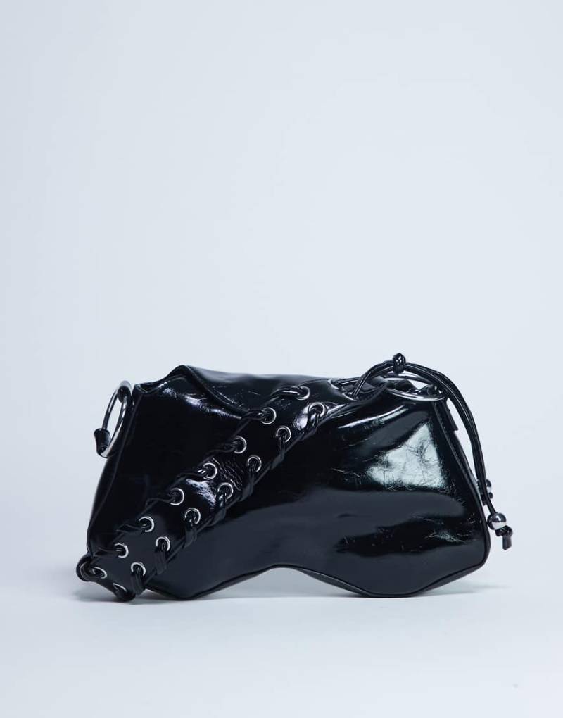 Topshop - Sarah - Schultertasche in Schwarz mit Überwendlingsstich von Topshop
