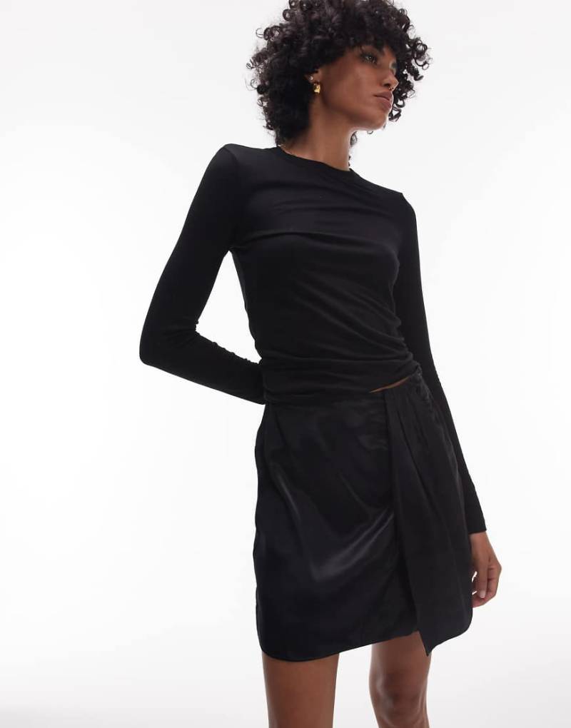 Topshop - Sarong-Minirock in Schwarz von Topshop