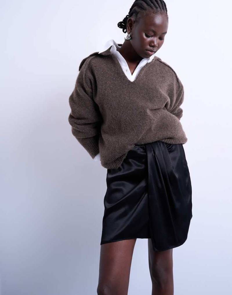 Topshop - Sarong-Minirock in Schwarz von Topshop