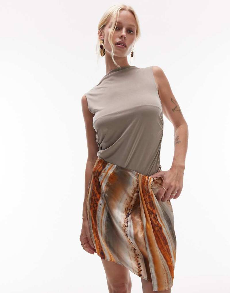 Topshop - Sarong-Minirock mit Mineralmuster-Bunt von Topshop