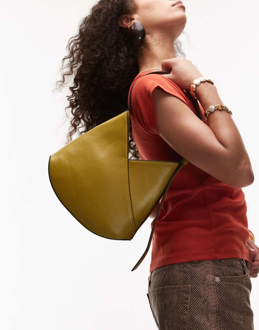 Topshop - Sascha - Schultertasche in Grün mit V-Detail von Topshop