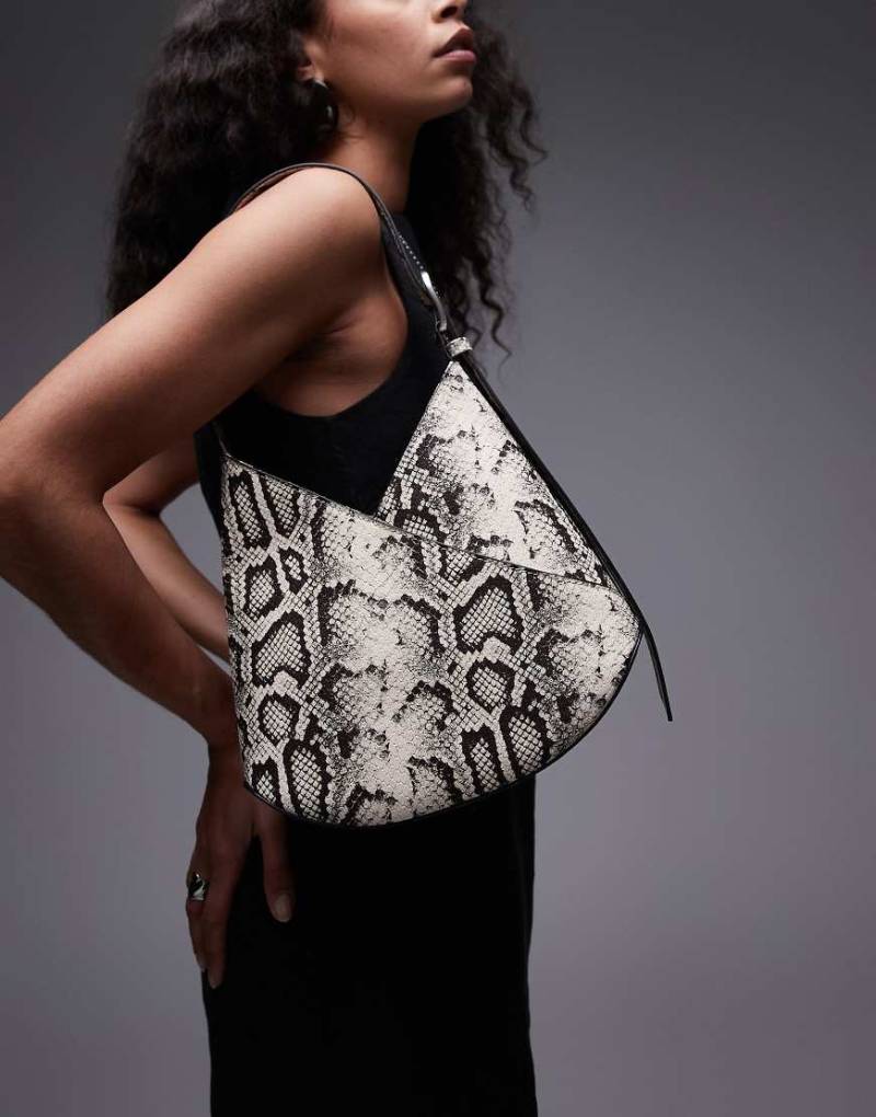 Topshop - Sascha - Schultertasche mit V-Detail und Schlangenmuster-Bunt von Topshop