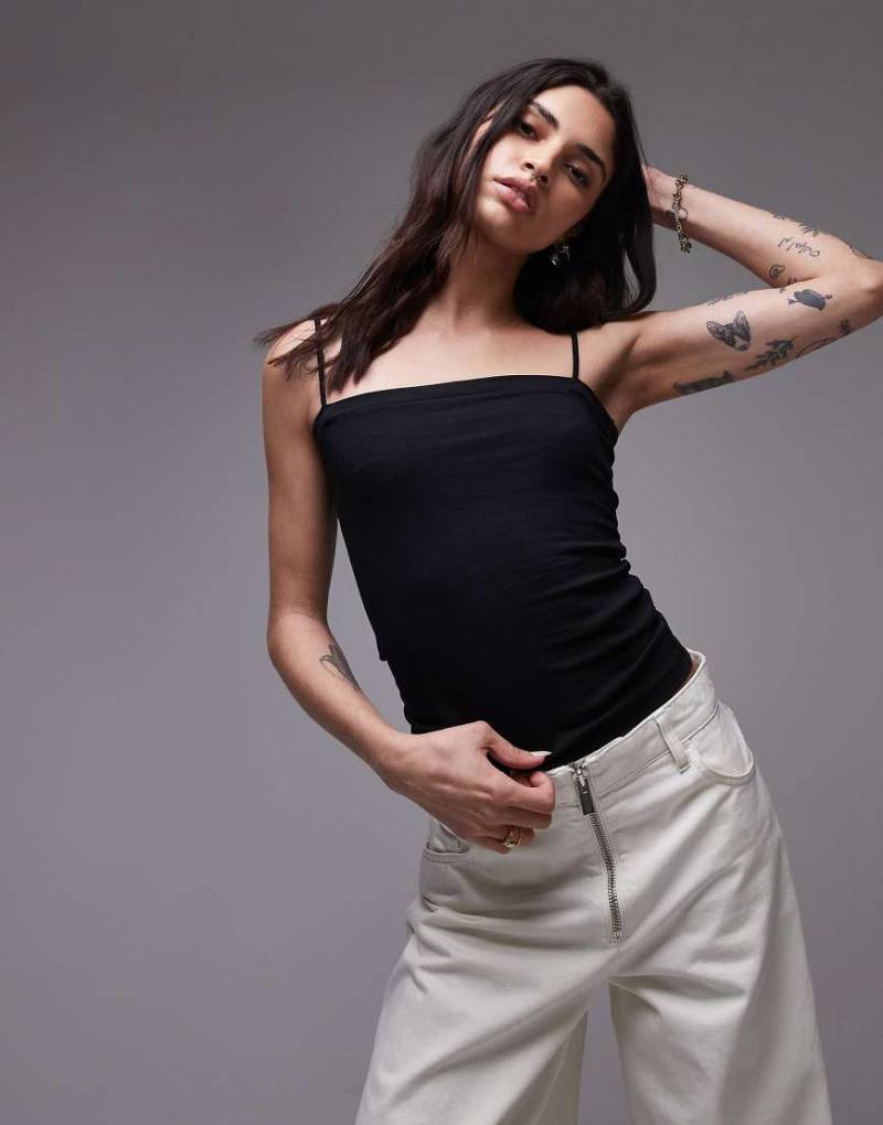 Topshop - Schlauchoberteil in Schwarz mit Spaghettiträgern von Topshop