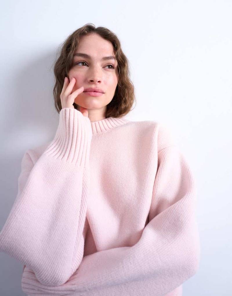 Topshop - Schlichter Grobstrick-Pullover in Rosa mit Rundhalsausschnitt Topshop - Schlichter Grobstrick-Pullover in Rosa mit Rundhalsausschnitt von Topshop
