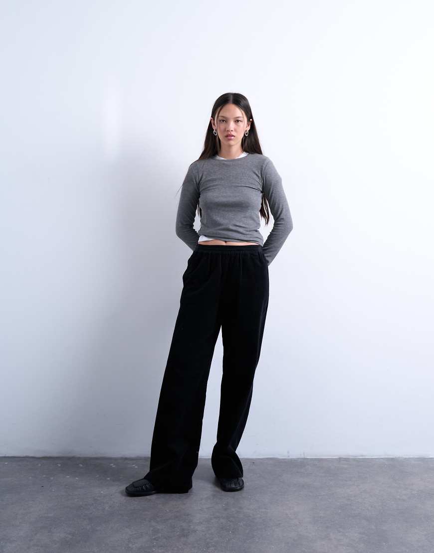 Topshop - Schlupf-Jogginghose aus Cord in Schwarz von Topshop