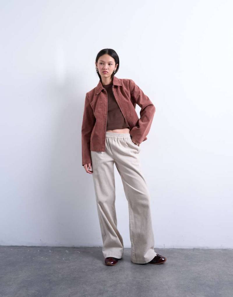 Topshop - Schlupf-Jogginghose aus Cord in Steinbeige-Rosa von Topshop