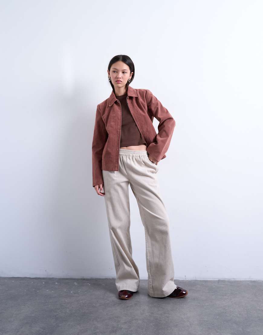 Topshop - Schlupf-Jogginghose aus Cord in Steinbeige-Rosa von Topshop