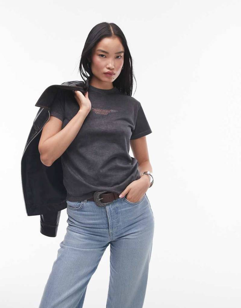 Topshop - Lizenziertes, kastiges T-Shirt in Grau mit „Austin Healey"-Print von Topshop
