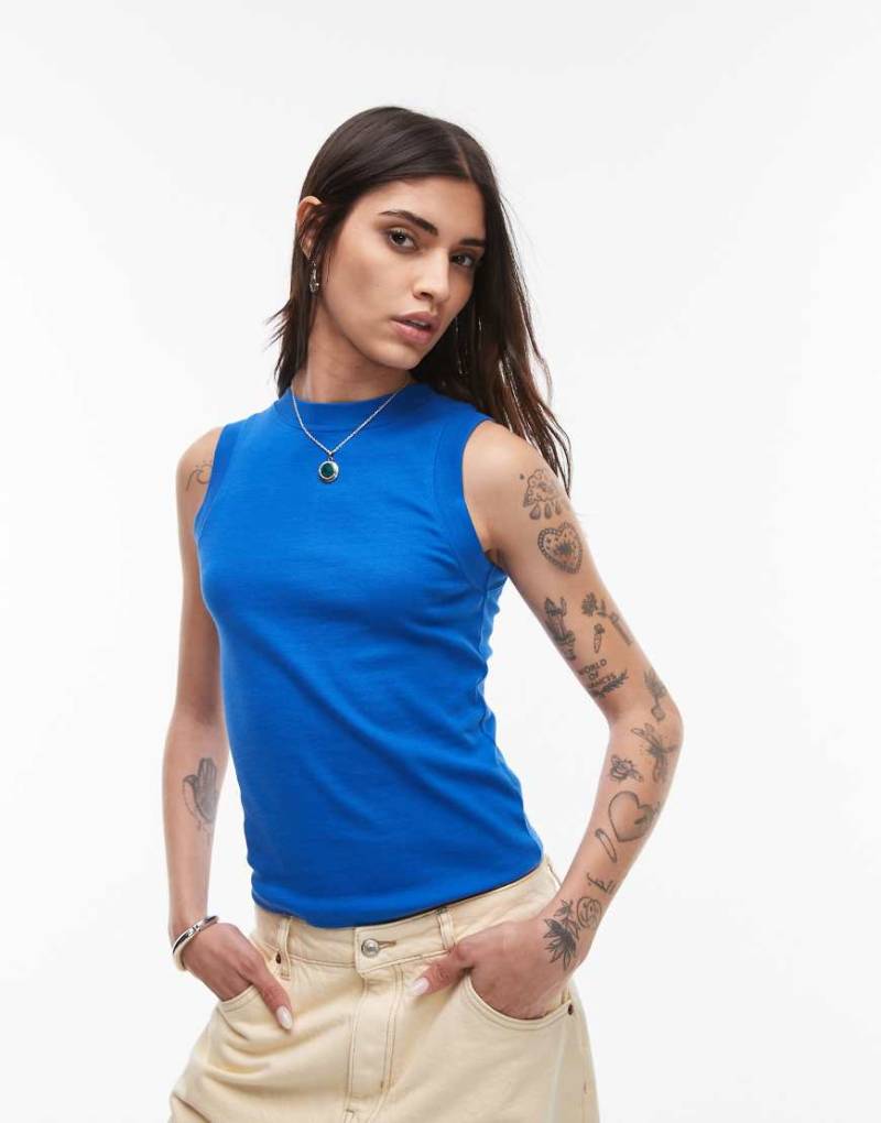 Topshop - Schmal geschnittenes Tanktop in Kobaltblau von Topshop