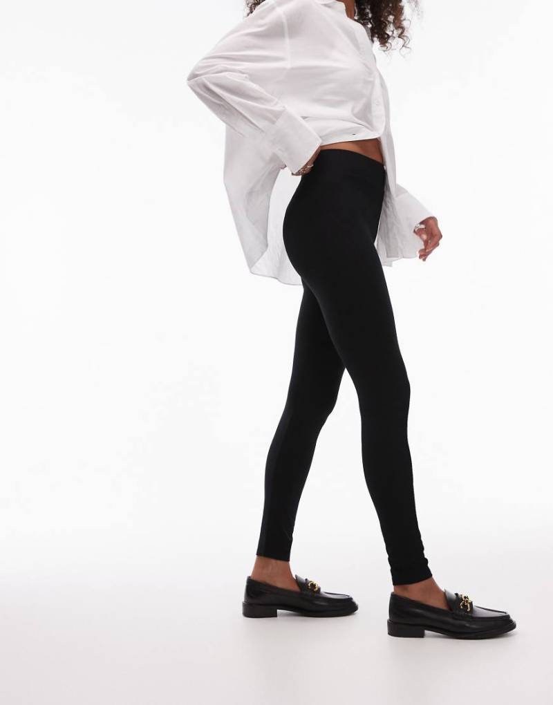Topshop - Schwarze Leggings mit hoher Taille in Schwarz von Topshop