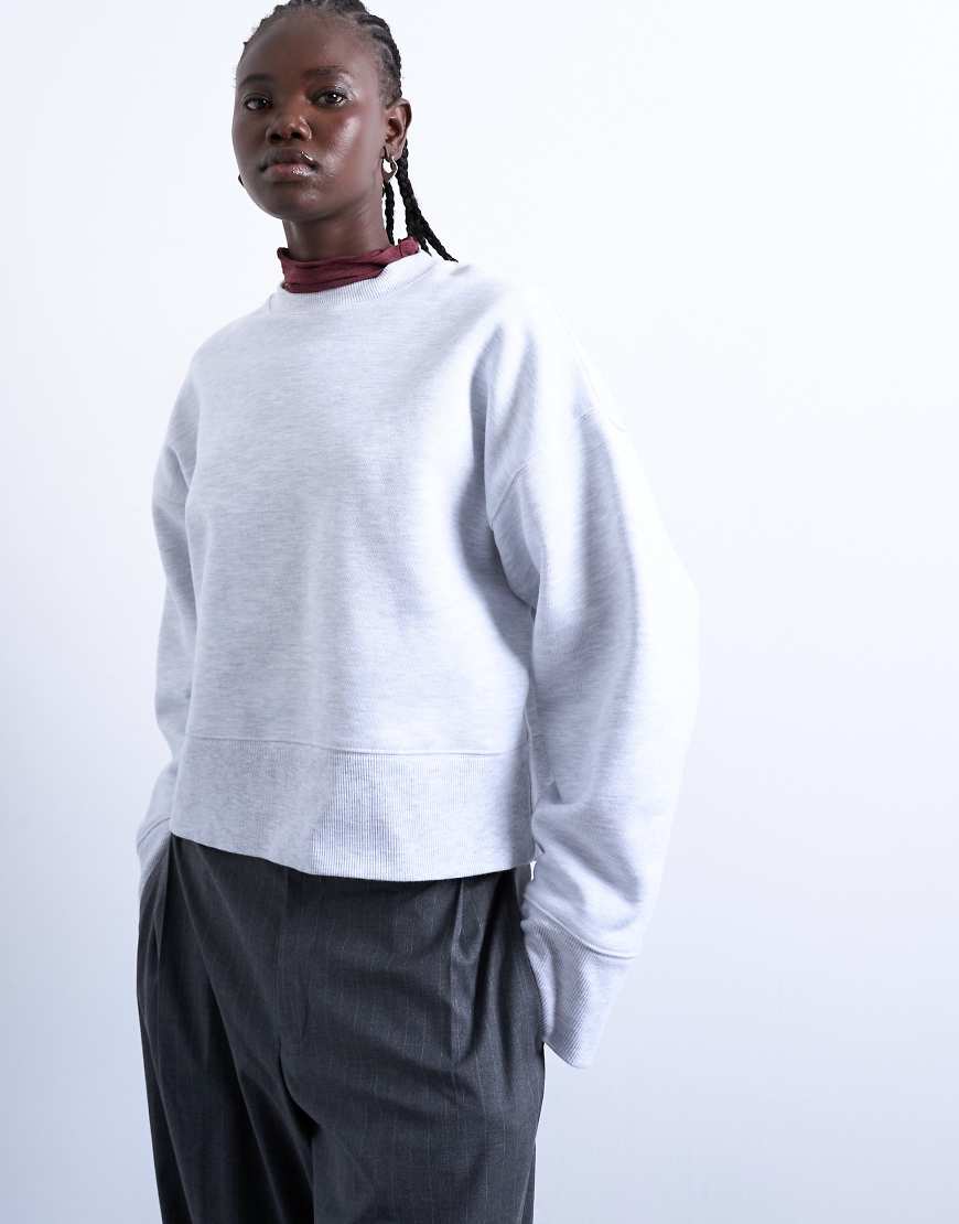 Topshop - Premium - Schweres Oversize-Sweatshirt in Aschgrau von Topshop