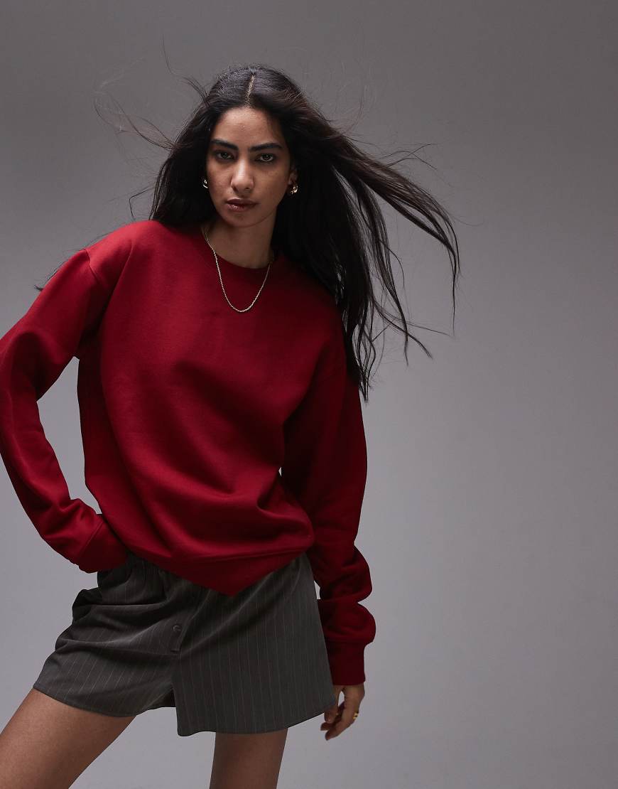 Topshop - Slim Fit Sweatshirt in Burgunderrot-Neutral Topshop - Slim Fit Sweatshirt in Burgunderrot-Neutral von Topshop