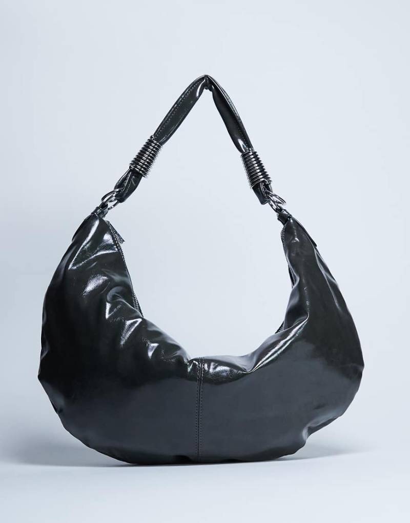 Topshop - Sloane - U-förmige Schultertasche in Khaki mit Metall-Details-Grün von Topshop