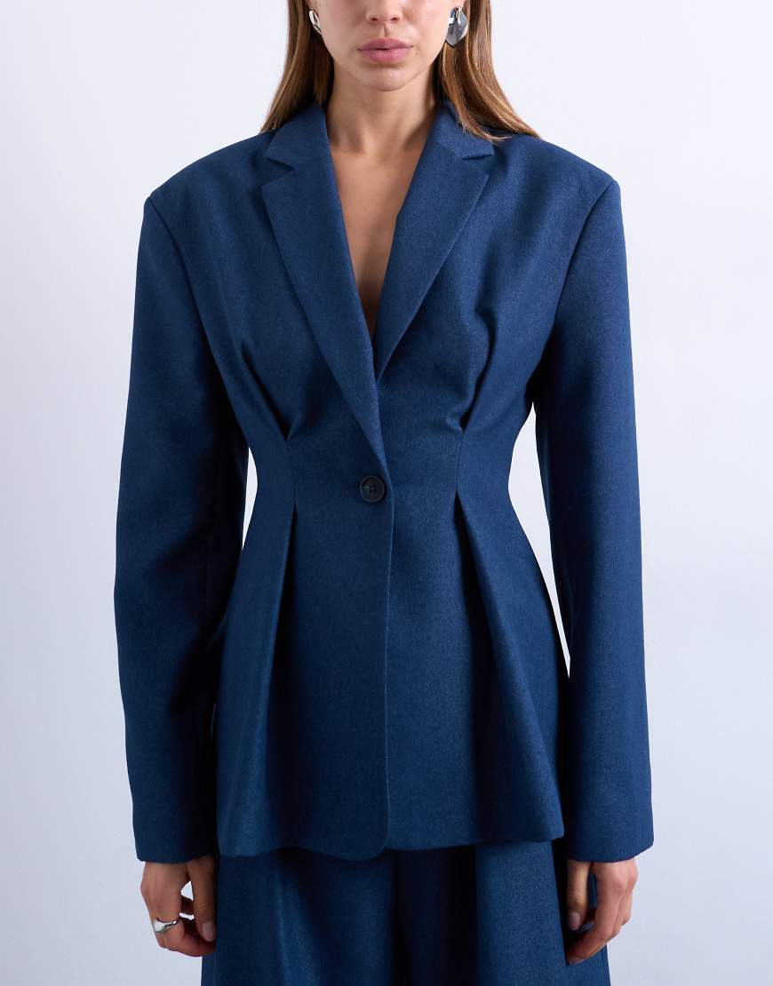 Topshop - Stark taillierter Blazer in Marineblau, Kombiteil von Topshop