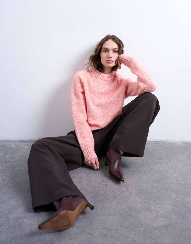 Topshop - Strickpullover in Rosa mit Raglanärmeln und sichtbaren Nähten von Topshop