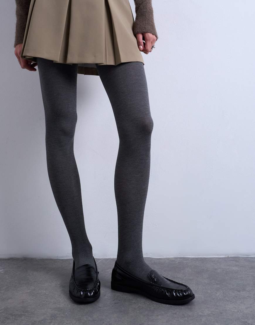Topshop - Strumpfhose aus Baumwolle in Grau von Topshop