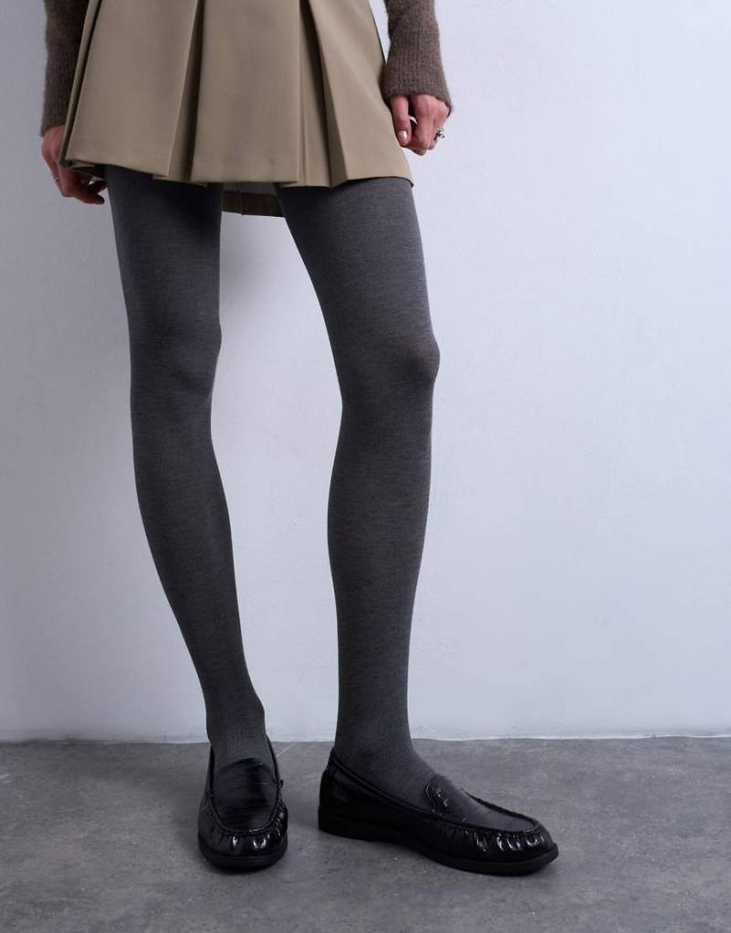 Topshop - Strumpfhose aus Baumwolle in Grau von Topshop