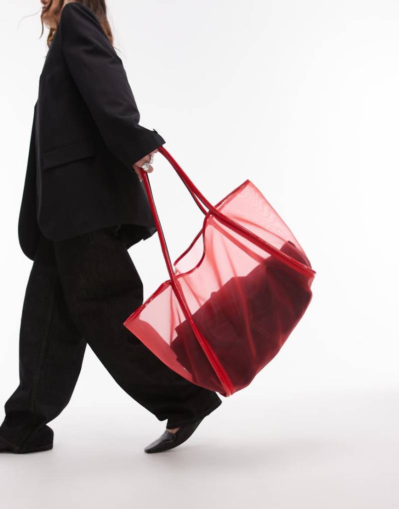 Topshop - Sutton - Umhängetasche aus Netzstoff in Rot von Topshop