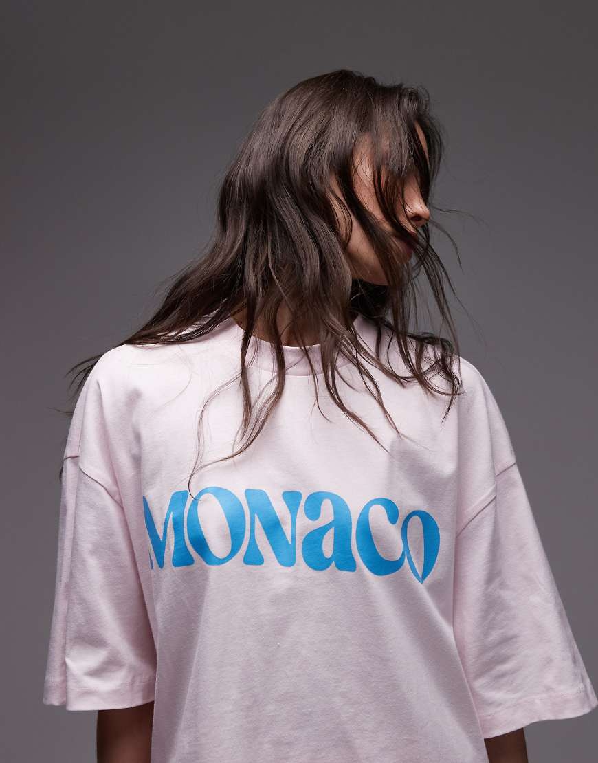 Topshop - T-Shirt aus Jersey in Rosa mit Grafik von Topshop