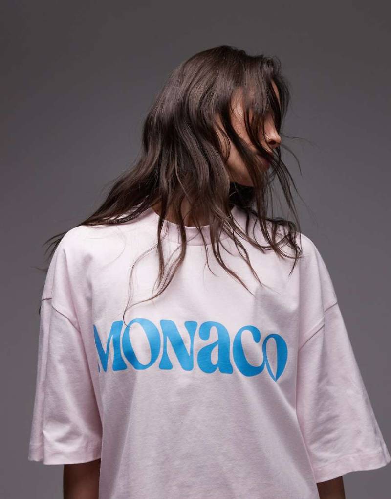 Topshop - T-Shirt aus Jersey in Rosa mit Grafik von Topshop