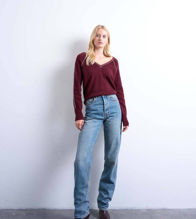 Topshop Tall - Kort - Straight Jeans in Mittelblau mit hohem Bund von Topshop Tall