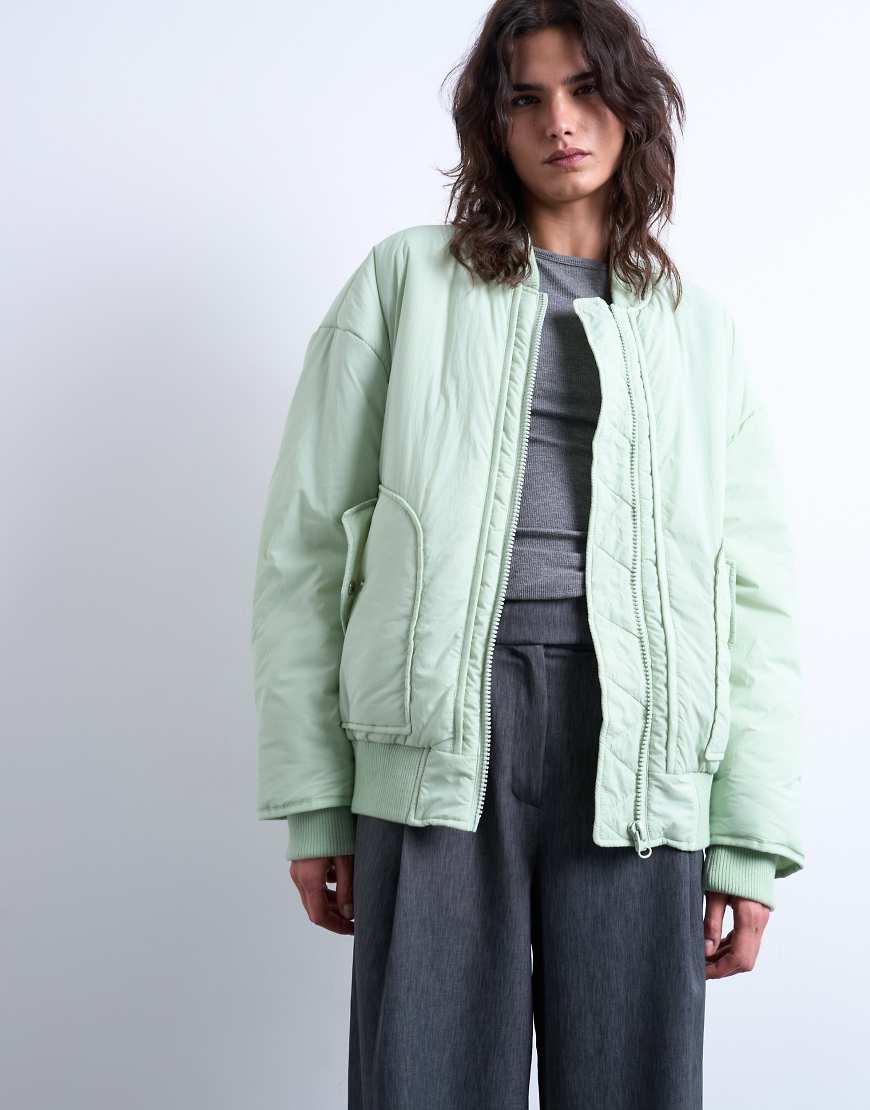 Topshop - Techy - Bomberjacke in Salbeigrün von Topshop