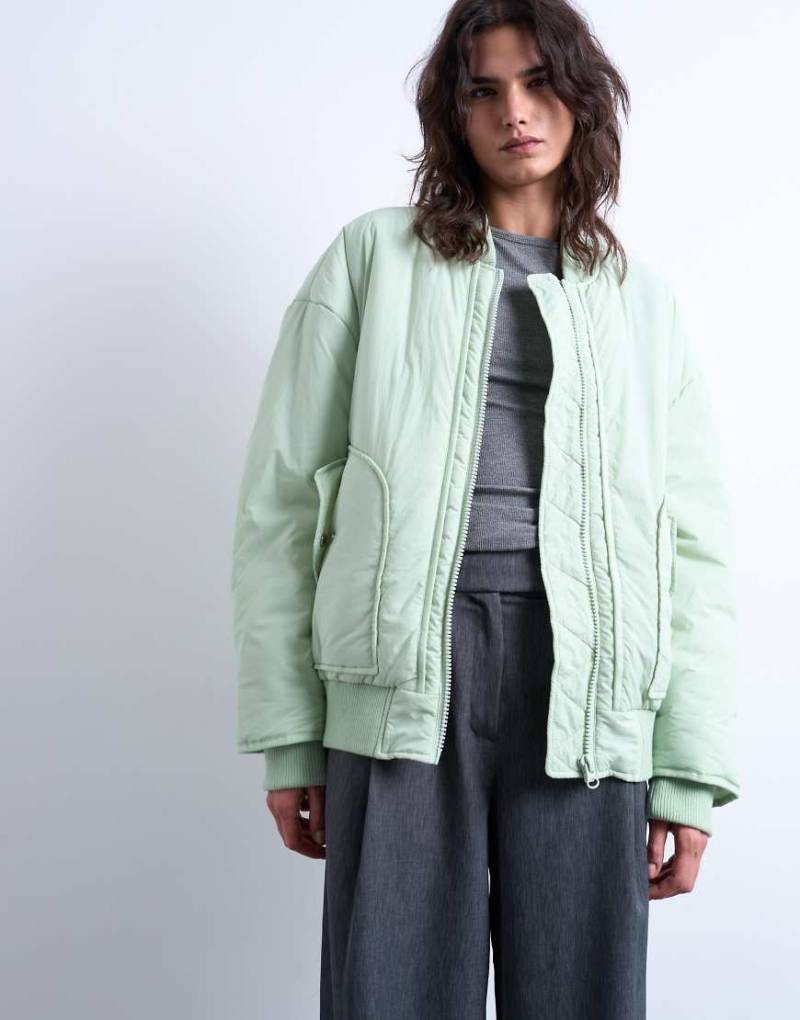 Topshop - Techy - Bomberjacke in Salbeigrün von Topshop