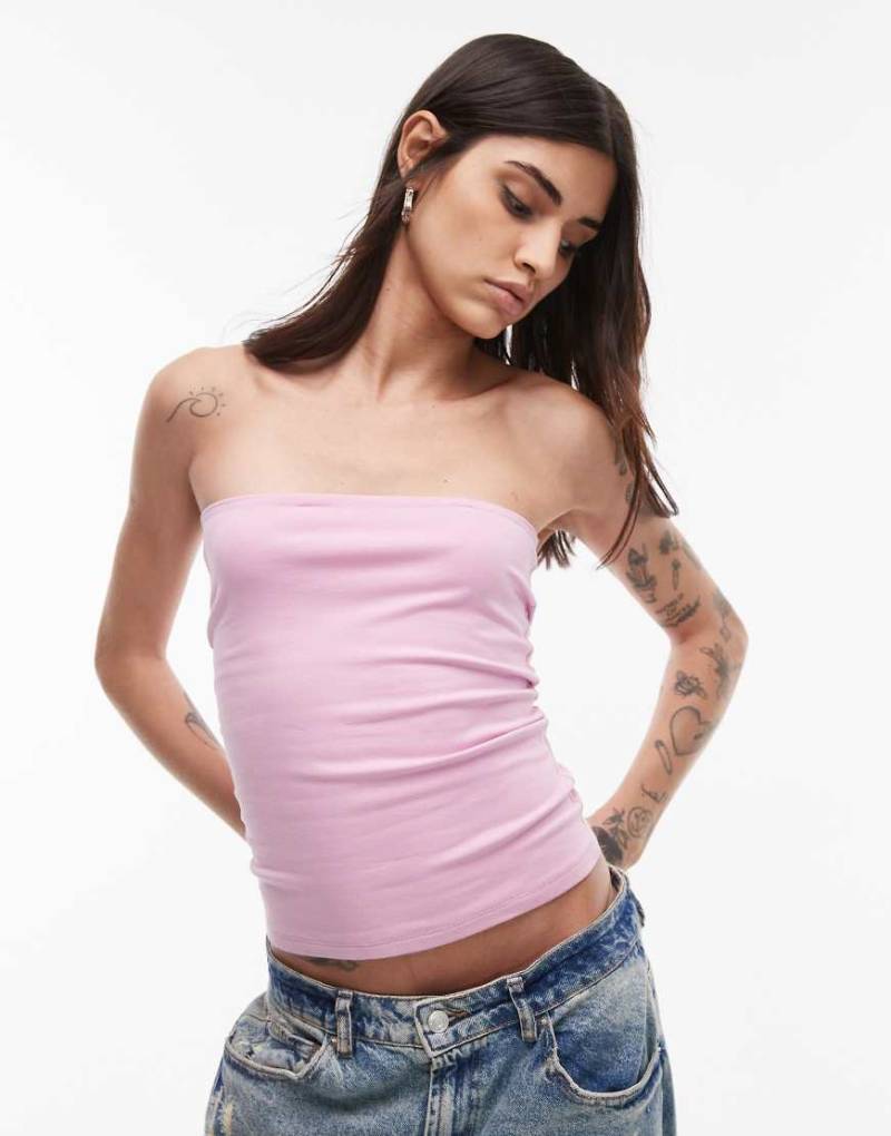 Topshop - Trägerloses Longline-Oberteil in Rosa von Topshop