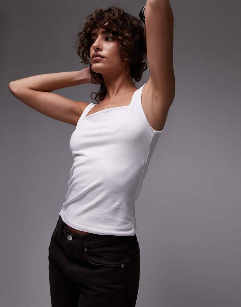 Topshop - Trägertop in Elfenbein mit breiten Trägern-Weiß von Topshop