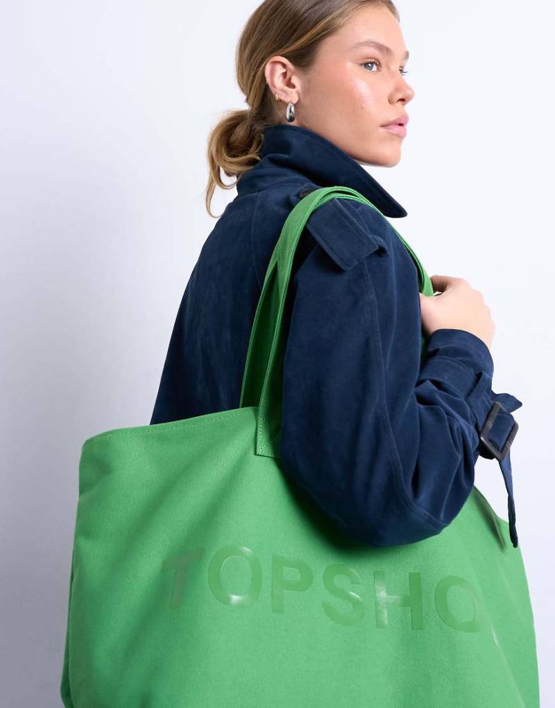 Topshop - Tragetasche aus Canvas in Grün von Topshop