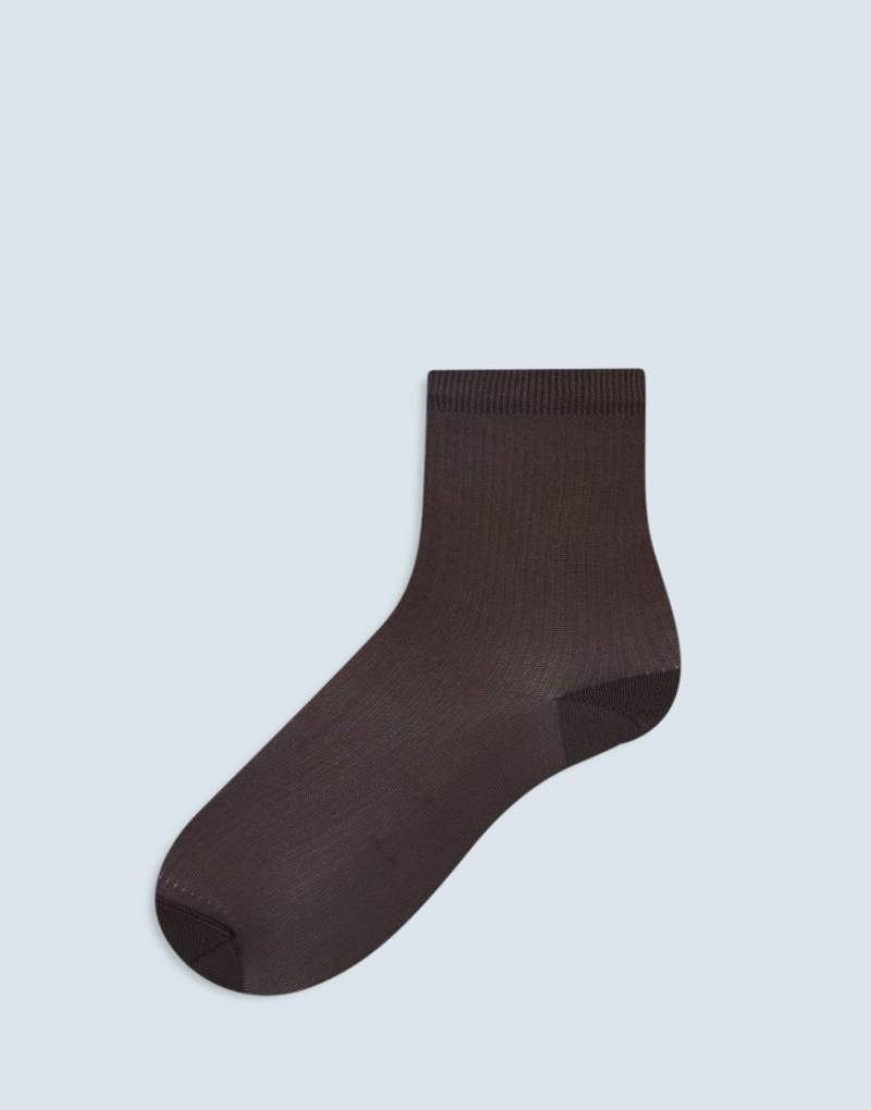 Topshop - Transparente, gerippte Socken in Schokobraun von Topshop