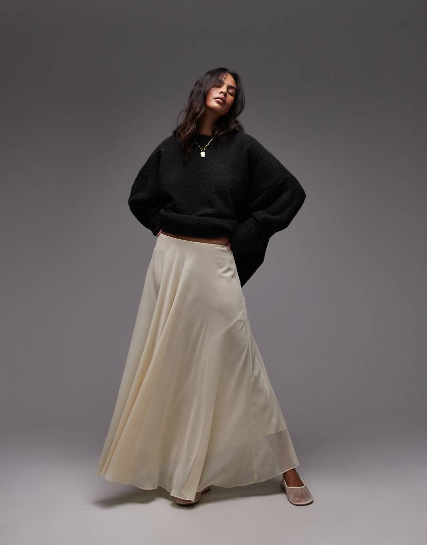 Topshop - Transparenter Maxirock aus Chiffon in sanftem Gelb mit weitem Tellerschnitt Topshop - Transparenter Maxirock aus Chiffon in sanftem Gelb mit weitem Tellerschnitt von Topshop
